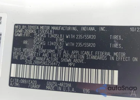 2022 Toyota Highlander Xse from USA, damaged, VIN 5TDLZRBH5NS256472